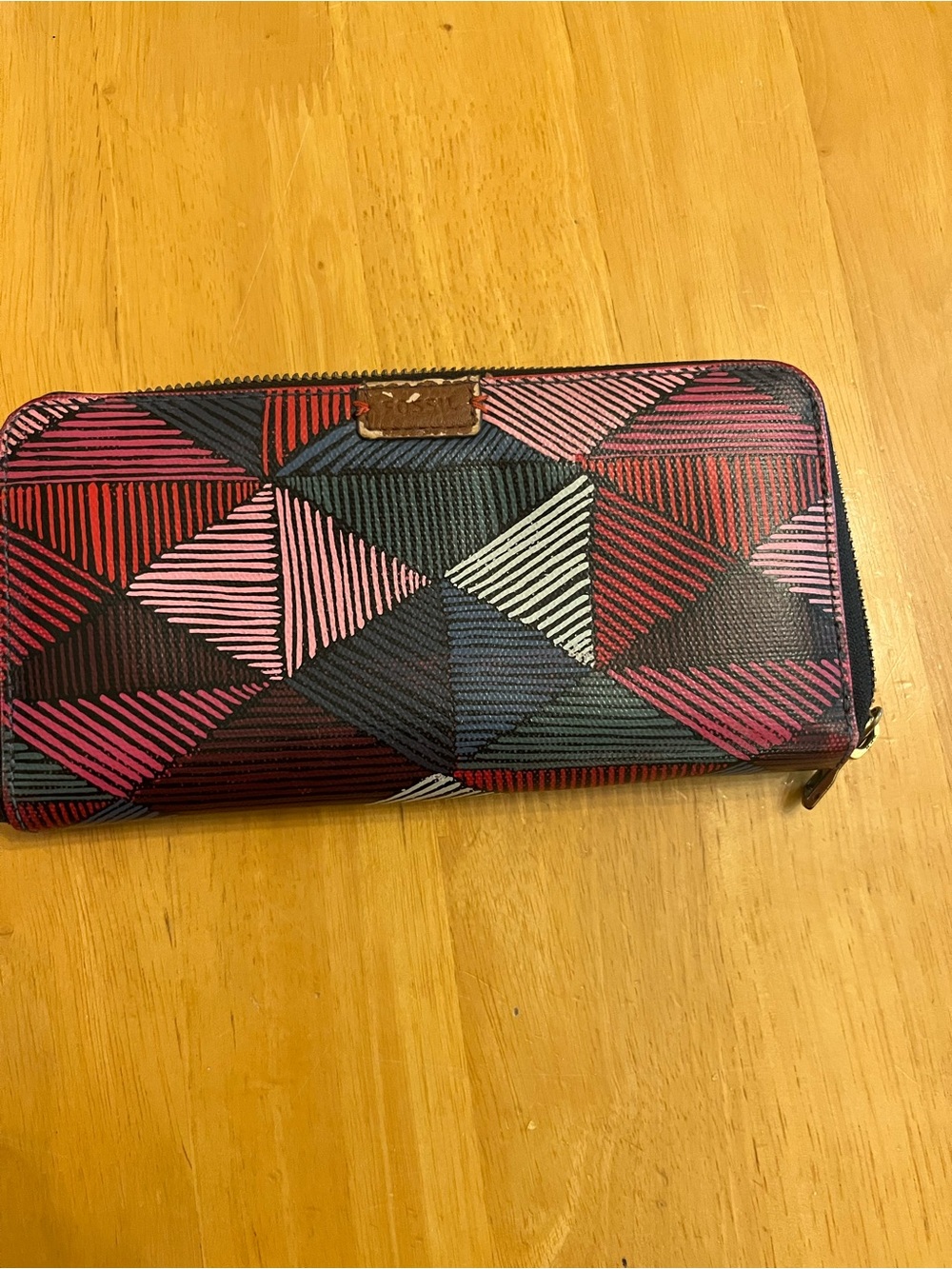 Vintage Fossil Peyton Multicolor Clutch Wallet Women's Zip Around